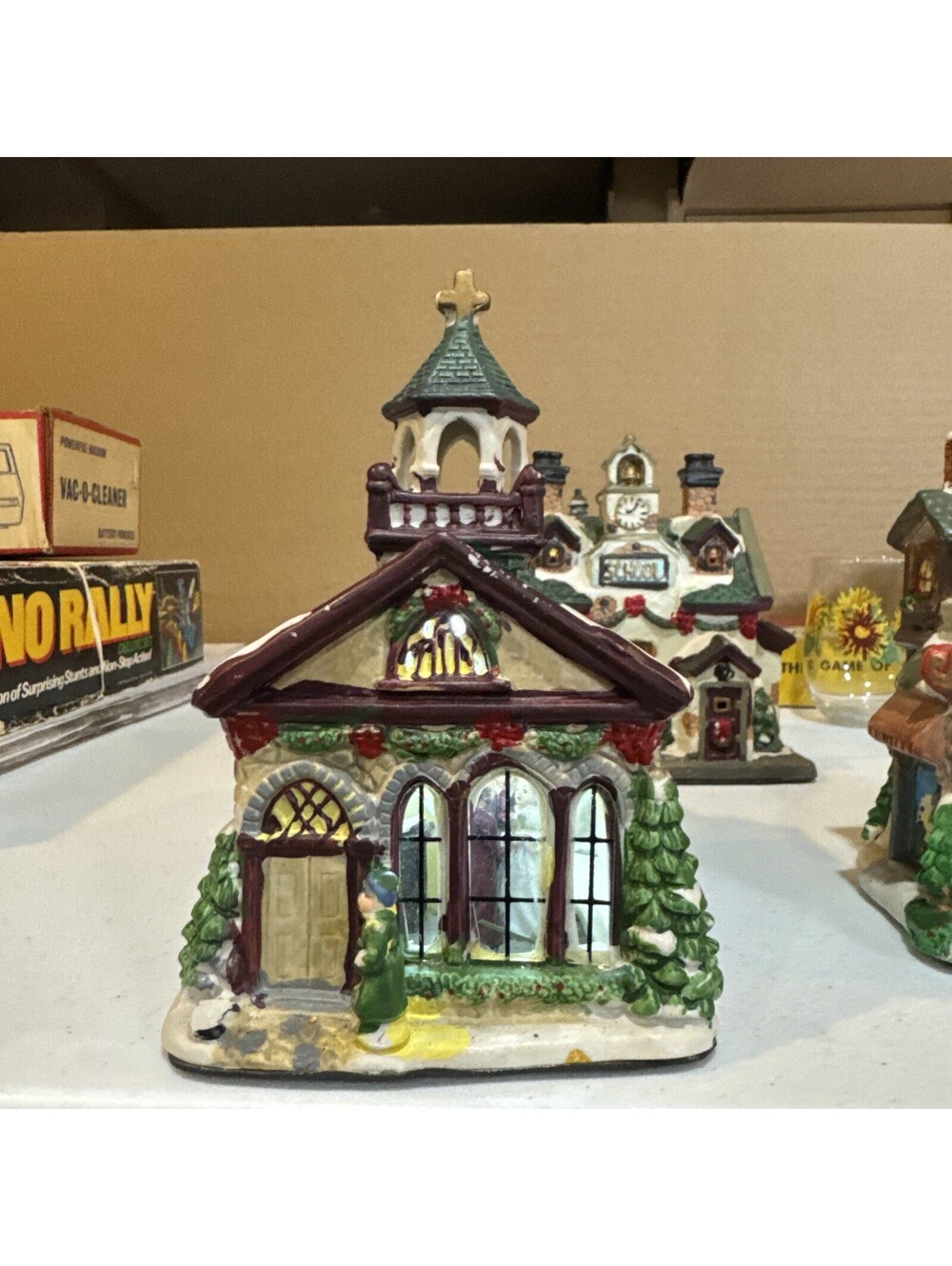 Enchanted Christmas Village Town Church Wedding Chapel Excellent-light up